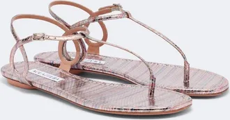 Aquazzura Almost Bare striped leather thong sandals