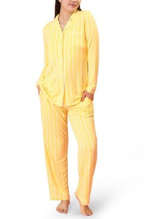 Kindred Bravely Clea Classic Long Sleeve Maternity & Nursing Pajama in Dandelion Stripe at Nordstrom, Size X-Large