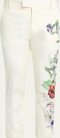 Alexander McQueen Mens Meadow Floral Slim-Straight Leg Cigarette Trousers