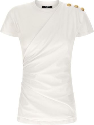 Balmain White Buttoned T-shirt