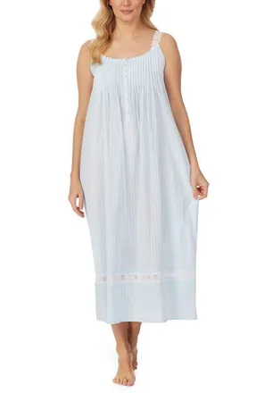 Eileen West Sleeveless Cotton Nightgown in Blue at Nordstrom, Size X-Large