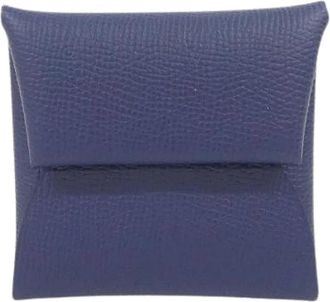 Herm&egrave;s Pre-owned Bastia Epsom Coin Case - Dames - Vintage Accessoires - Blauw - ONE Size - Leer - Vintage