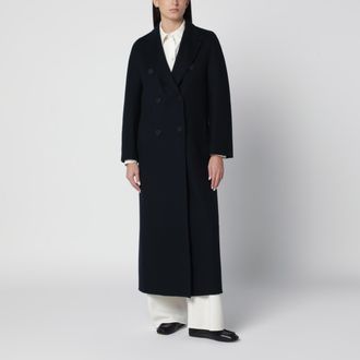 Max Mara Double-breasted coat in brushed cashmere in midnight blue