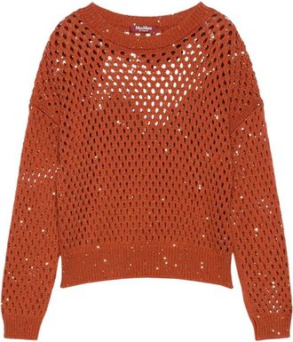 Max Mara Pilade Gebreide Trui - Dames - Ronde hals truien - Oranje - M - Truien & Vesten