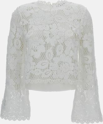 Self Portrait Top In Pizzo Bianco