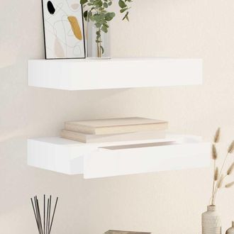 vidaXL Vidaxl - Estantes De Pared Flotantes Con Cajones 2 Uds Blanco 48 Cm