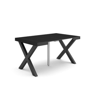 Skraut Home Mesa Consola Extensible, Mesa Comedor Plegable, 140, Para 6 Comensales, Patas Madera Maciza, Estilo Moderno, Negro - Skraut Home