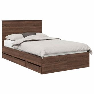 vidaXL Estructura De Cama Roble Marr&oacute;n 120 X 190 Cm Madera Ingenieril Vidaxl