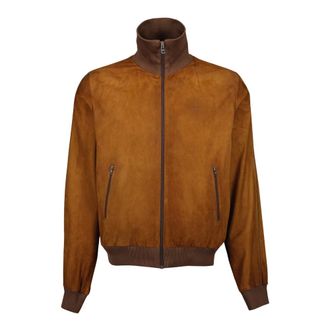 Prada Suede Blouson Jacket - male - Prada - Leather Jackets - Brown - XL - Jackets