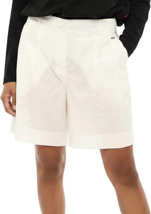 Woolrich White Double-Pleat Shorts with Belt Loops