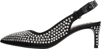 Moschino Slingback Pumps van stof en strassteentjes - Dames - Pumps - Zwart - 40 EU - Leer - Schoenen