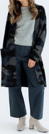 Kinross Cashmere Camo One-Button Cardigan In Blue Multi