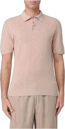 Blauer Polo in Lino e Cotone - - Tops - Uomo - Beige - S