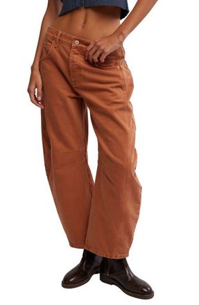 Free People Good Luck Mid Rise Barrel Leg Jeans in Ginger Root at Nordstrom, Size 27