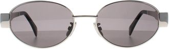 Celine Celine Oval Womens Shiny Palladium Smoke Grey Metal Triomphe CL40235U - Silver - One Size