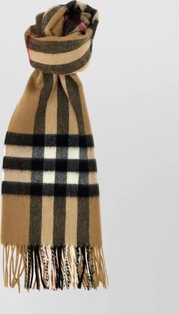 Burberry cashmere scarf with check pattern and fringe