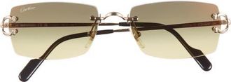 Cartier 56mm Rimless Rectangular Sunglasses in Gold/Green Lens at Nordstrom