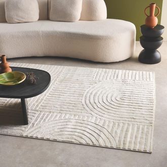 Sweeek Alfombra interior con dise&ntilde;o gr&aacute;fico arcos, crema, crema