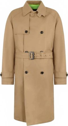 Herno Mens Double Breasted Belted Trench Coat In Beige