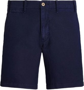 Ralph Lauren Blauwe Chino Shorts met Rits en Knoop - Heren - Korte Broeken - Blauw - W35 - Katoen - Korte Broeken