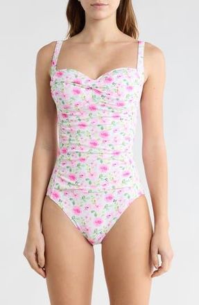 Betsey Johnson Ruched One-Piece Swimsuit in Rose at Nordstrom Rack, Size X-Large