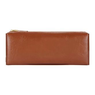 Elisabetta Franchi Accessoires, Dames, Bruin, ONE Size, Polyester, Clutch met patenteffect