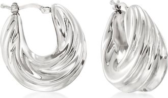 Ross-Simons Italian Sterling Silver Pleated Twist Hoop Earrings