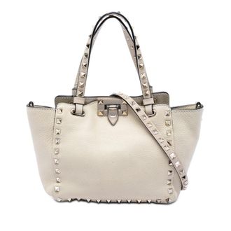 Valentino Pre-owned Valentino Mini Pebbled Calfskin Rockstud Trapeze Satchel Ladies 0U55LR3CEA8ENA6U