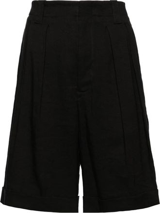 Lorena Antoniazzi pleat-detail linen blend shorts - women - Elastane/Viscose/Linen/Flax - 38 - Black