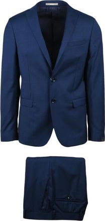 Paoloni Kostuums, Heren, Blauw, M, Wol, Giacca Stondata