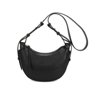 Generic Womens Brown Crescent Shoulder Bag, Saddle Style Handbag with Adjustable Strap, Small Hobo Purse for Everyday & Casual Use (Black)