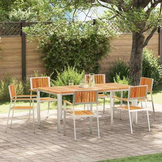vidaXL Silla De Jard&iacute;n 6 Pcs Marr&oacute;n Madera Maciza De Acacia Vidaxl