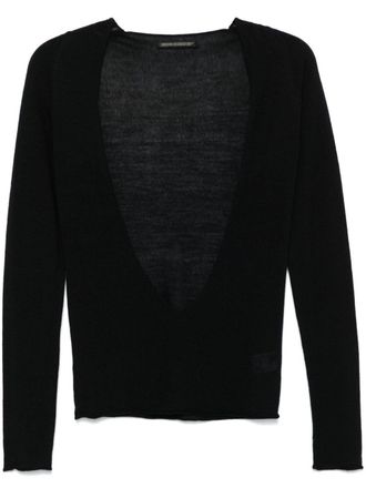 Yohji Yamamoto 2010s fijngebreide top - Zwart