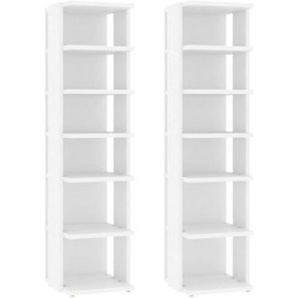 vidaXL Vidaxl - Shoe Cabinets 2 pcs White 27.5x27x102 cm Engineered Wood