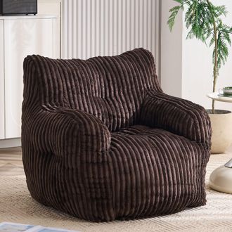 STILVORA Pouf A Sacco Ergonomico In Velluto A Coste Con Seduta In Schiuma, Non Sfoderabile, Marrone, 100 X 94 X 70 Cm