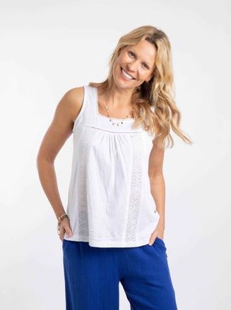 Weird Fish Chelle Square Neck Jersey Vest in White at Nordstrom, Size 14