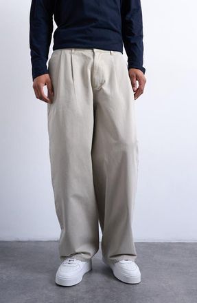 Topman Super Baggy Twill Trousers in Stone at Nordstrom, Size X-Small