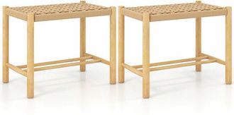 Costway Costway - Kitchen Dining Bar Stool Set of 2 Counter Height Woven Paper Seat Dining Stool