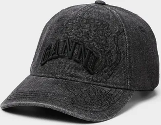 Ganni Mens Tonal embroidery washed baseball cap