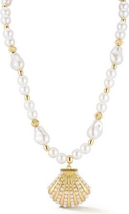 Glaze Jewelry Faux Pearl Shell Pendant Necklace in Gold at Nordstrom Rack