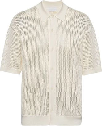 Prada embroidered-logo knitted polo - men - Silk - 50 - Neutrals