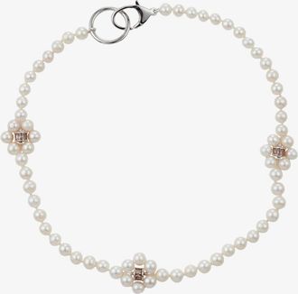 Hatton Labs Sterling Silver Freshwater Pearl And Crystal Necklace - Mens - Crystal/Sterling Silver/Freshwater Pearl