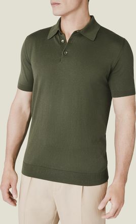 Luca Faloni Olive Green Cotton (Knitted) Knitted Polo