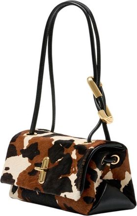 Marc Jacobs Womens Patchwork Calf Hair Shoulder Bag Multicolor Calfskin