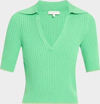 Ramy Brook Kelly Ribbed Short-Sleeve Sweater