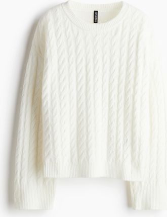 H&M Pullover mit Zopfmuster - White