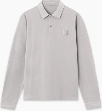 Stone Island Mens S0F11 Patch Logo Ls Polo Grey - Brown/Cream - Size: 38