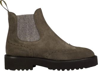 Doucal's Schoenen, Dames, Groen, 40 EU, Suède, Stivaletto coda di rondine in suede