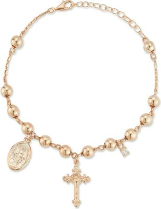 Sphera Milano 14k Rose Gold Plated Rosary Anklet at Nordstrom Rack