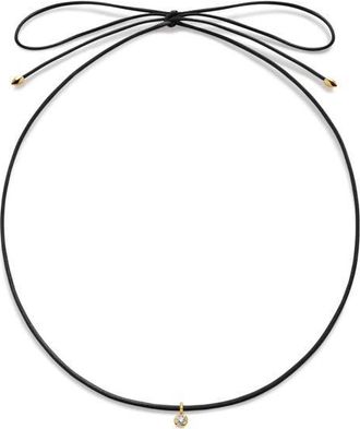 Monica Vinader Diamond Pendant Cord Necklace in 18Ct Gold Vermeil /Lab Dia at Nordstrom